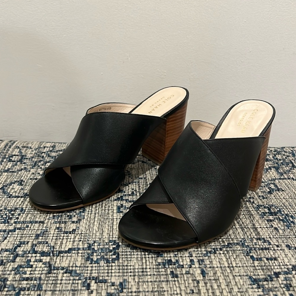 Cole Haan Gabby Sandal Open Toe Leather Black Size 6.5